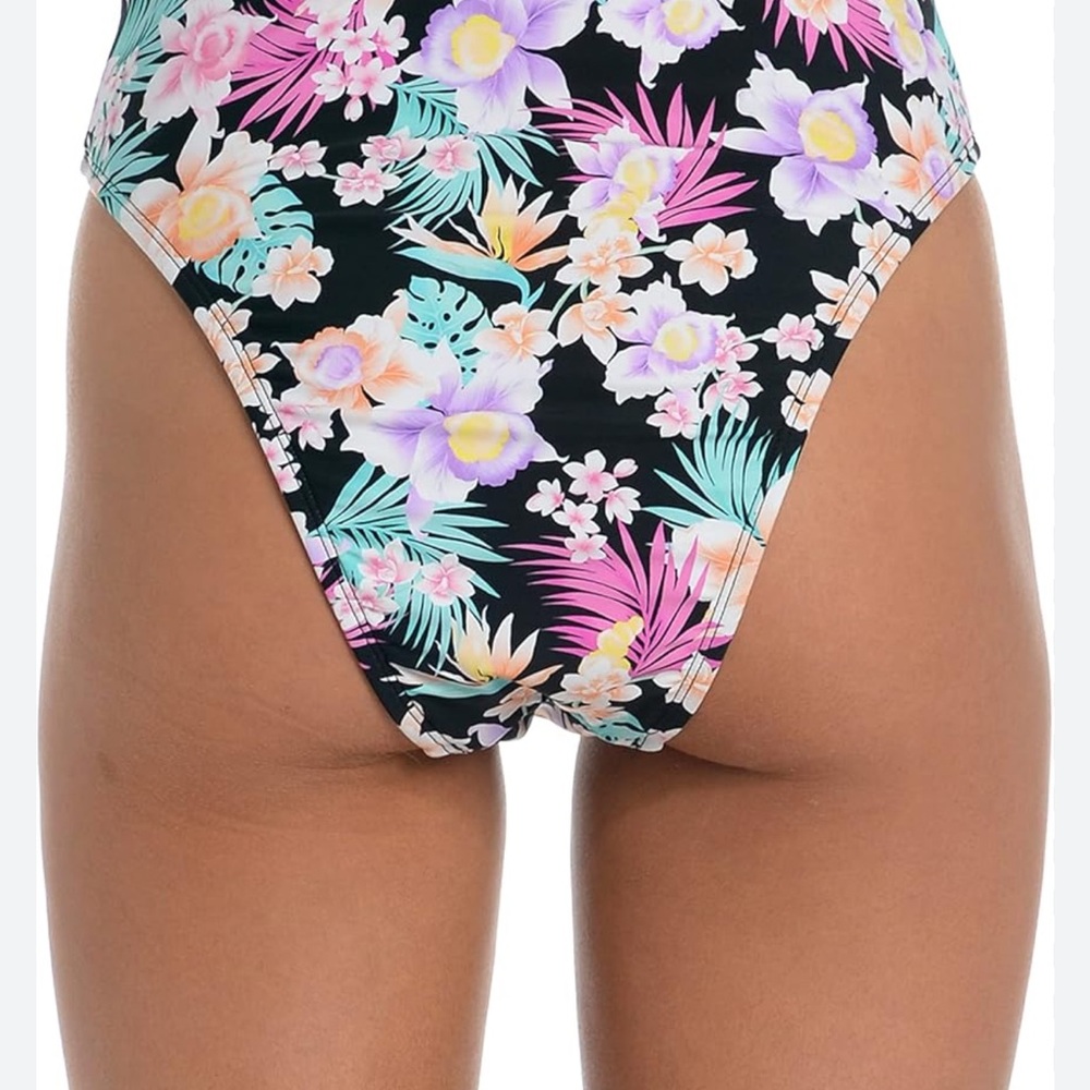 Hobie Island Hopping High-Waisted Floral Bikini Bottom, size lg new!